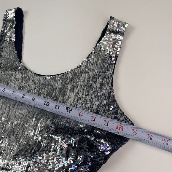 vintage CACHE Silk Beaded Sequin Shift Dress M blue - Picture 5 of 15